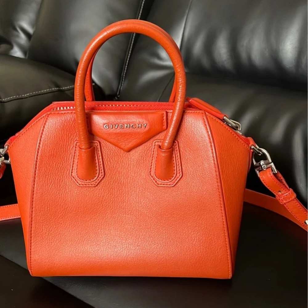 Givenchy Orange Satchel with Structured Design and Top Handles